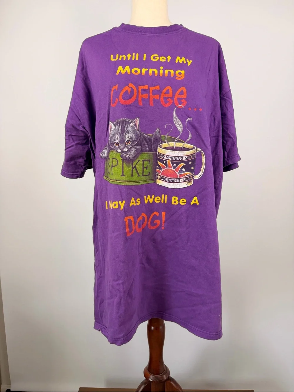Purple Cat & Coffee Graphic Tee for Cats - Unbranded
